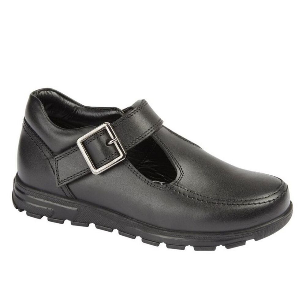 Roamers Girls Leather Mary Janes / Black